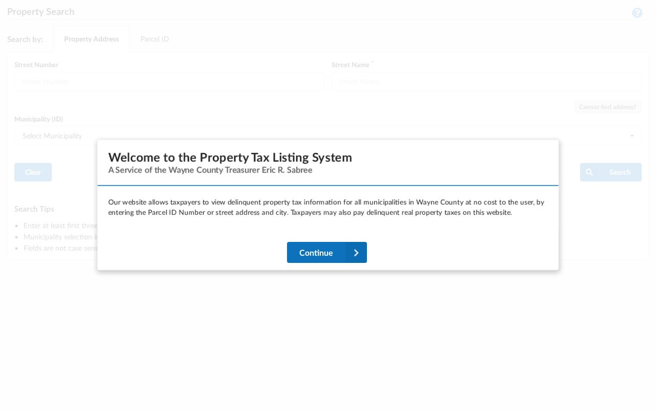 Detroit street directory Wayne County property tax address and parcel search